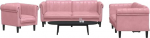 3-TLG. Sofagarnitur Set Rosa Samt Sofa mit ausgezeichnetem Platz zum Entspannen f&uuml;r Plaudern und Fernsehen