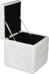 Dmora Pouffe konteiner kunstnahast valge 45 x 47 x 45 cm