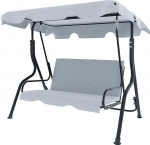 3-kohaline kiiktool reguleeritava p&auml;ikesekatusega, polsterdatud padjadega, raske v&auml;rvitud terasraamiga, &otilde;ue, aeda, r&otilde;dule, terrassile, basseinile, 170 x 110 x 153 cm (Hall)