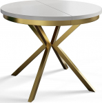 Bergo &uuml;mmargune s&ouml;&ouml;gilaud Laiendatav laud l&auml;bim&otilde;&otilde;t 100 cm / 180 cm Valge, kuldsete metalljalgadega.