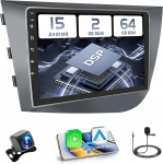 Hikity 2 + 64 GB Android 15 autoraadio Seat Leon MK2 2005-2012 Raadio Carplay Android auto traadita, 9-tolline IPS puuteekraaniga raadio koos tahavaatekaamera, Bluetooth, Navi, WiFi, DSP, EQ, Mirror Linkiga