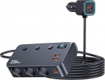 9 in 1 USB C autolaadija auto sigaretis&uuml;&uuml;taja Splitter 226 W koos kolmekordse 12 V / 24 V pistikuga laadimiskaabel Splitter 4 USB + Dual PD pordiga, eraldi l&uuml;liti LED pinge n&auml;idikuga