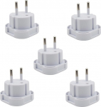 Double Dragon UK to EU Travel Plug Adapter | &Uuml;hendkuningriigi 3 PIN-koodi Euroopa 2 PIN-koodi pistikute konverter, t&uuml;&uuml;p C, E, F, Hispaania, Prantsusmaa, Itaalia, Portugal, Saksamaa, Kreeka, Rootsi, Norra, Taani, T&uuml;rgi | (5 tk)