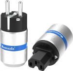 Monosaudio Paar HiFi Schuko pistik ja IEC C15 &uuml;hendus pistikupesa High-End IEC pistik 16A 250V Audiophile Power pistikupesa Rhodium-plaaditud alumiiniumist kest E106R/F106R Puhas vask