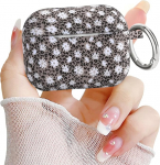 Newseego jaoks Airpods Pro 2/1 Case, Armas lillemustriga karabiiniga &uuml;mmargune Airpods Pro 2./1. p&otilde;lvkonna kaitsekott Flower Leopard pehme silikoon tolmukindel kriimustuskindel &uuml;hilduv koos