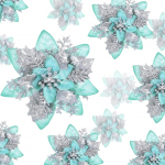 24 Glitter Poinsettia lilled Kunstlikud j&otilde;ululilled kaunistused Pulmadekoratsioon J&otilde;ulupuu kaunistus koos klambriga kingituseks, 6 tolli, 4 tolli, 3 tolli (h&otilde;bedane ja roheline)