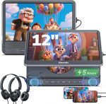 GOnavidio 30,5 cm Dual-Auto-DVD-Player mit HDMI-Eingang, Kopfst&uuml;tzen-DVD-Player f&uuml;r Auto mit Kopfh&ouml;rern, 5-Stunden-Batterie, 1366 * 768 Bildschirmspiegelung, USB/TF-Leser, MP4/MKV, Regionenfrei