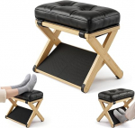 2-in-1 Fu&szlig;st&uuml;tze Schreibtisch Holz mit Abnehmbarem Weichem Kissen, Ergonomischer Fu&szlig;hocker Trittstufe Tritthocker Fu&szlig;ablage Fu&szlig;bank & Sitzhocker, Rutschfest & Stabil, f&uuml;r Home Office Arbeitszimmer