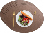 Tischset, Elegantes ovales Tischset-Set aus Kunstleder - hitzebest&auml;ndige und rutschfeste Esstischsets for den Einsatz zu Hause, im Restaurant und im Hotel (9, 8er-Set)(Light Brown,Set of 6)