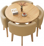 Rundes K&uuml;chentisch-Set f&uuml;r 4 platzsparende Esstische und St&uuml;hle mit stabilem Metall, ideal f&uuml;r Zuhause und Wohnung, vielseitiges B&uuml;ro und Esszimmer, Furkhaki