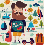 Kangast laualusad, pestavad laualusad s&ouml;&ouml;gilauale, 4 tk, Cartoon Summer Travel
