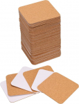 QUARKZMAN Pack of 80 Self-Adhesive Cork Coasters 90 x 90 x 1.5 mm Cork Mats Cork Tiles Cork Underlays Mini Wall Cork Board for Coasters and DIY Crafts, Square Rounded Corners