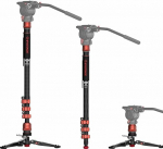 IFOOTAGE Monopod Cobra 3 C180F-P with Stand, Camera 71 Inches/181 cm, Carbon Fibre, Aluminium Tripod, Maximum Load 17.64 lbs/8 kg