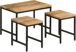 Lauad-Accent Tables-End Tables-Nesting Coffee Tables, Solid Rough Mango Wood and Iron, Set of 3