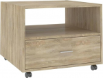 vidaXL ratastega kohvilaud sahtliga kohvilaud elutoa laud k&otilde;rvallaud diivanilaud teelaud Sonoma tammepuust 55 x 55 x 40 cm puitmaterjali