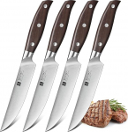 XINZUO 4-Piece Steak Knife Set, German 1.4116 Stainless Steel, 12.7 cm Steak Cutlery Knife Set, Table Knife for Home and Restaurant, Sharp Kitchen Knife for 4 People, Red Sandalwood Handle
