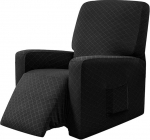 EBETA tugitooli kate tugitooli visked T&auml;ielikud tugitooli katted Elastne kaitsekate Relax Chair Covers Stretch Recliner Chair Cover with Pockets (Black)