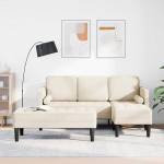 Diivanikomplekt mit Kissen 2 tk Leinen Polyester,M&ouml;bel,Diivanid,Beige,39.5 kg-3329263
