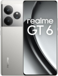 realme GT 6 5G nutitelefon, 50MP LYT-808 C&aacute;mara Principal, Snapdragon 8s Gen3 Procesador, 120Hz 6.78 Inch 6000nit Pantalla Ultra Brilliant, NFC, Dual SIM, 8+256GB, Plata (Sin Cargador)