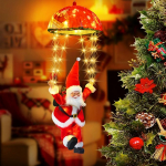 Bowfar Santa Claus Parachute Fairy Lights, 8 režiimi, 70 LED, j&otilde;uluvana, j&otilde;uluvana, taimeri, kaugjuhtimispuldi, soe valge Fairy Lights, j&otilde;ulupuu akna, j&otilde;ulukaunistuste jaoks, j&otilde;ulukaunistus