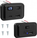 2tk USB-pesa 12V koos LED-voltmeetri ja l&uuml;litiga, 40W USB C pesa 12V matkaauto, PD t&uuml;&uuml;p C + QC3.0 12V USB-laadimispaneel 12V-26V auto/mootorauto/paat, 40W USB C-pesa, 40W USB C + QC3.0 12V USB-laadimispaneel 12V-26V auto/mootorauto/paat
