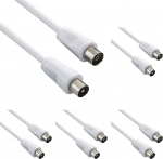 PremiumCord TV Koaxial Antennen Kabel 1m, 75 Ohm, IEC Stecker auf Buchse, Abgeschirmt - f&uuml;r DVB-C, DVB-T/T2, 4K UHD 2160p, FULL HD 1080p 3D, Farbe wei&szlig; (Packung mit 5)