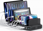 Alxum 10-pordiline USB-laadimisjaam mitmele seadmele Laadimisjaam iPhone XR iPad Samsung Galaxy Tab mobiiltelefoni tahvelarvutile Must