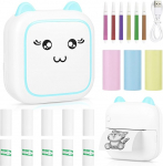Comius Sharp Mini Printer for Smartphone, Bluetooth Thermal Printer, Smartphone Printer, Mobile Phone Printer with Label Printing Paper, Coloured Paper, Pens, Portable Pocket Printer for Android, iOS