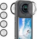 4 x rotierende Objektivschutzfolien f&uuml;r Insta360 X4 Objektivdeckel, Zubeh&ouml;r, wasserdicht, kratzfest, abnehmbar, hohe Transparenz, Schutzrahmen f&uuml;r Insta360 X4 Standard mit Reinigungstuch