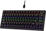 Newmen GM326 mehaaniline klaviatuur koos kaabliga, m&auml;nguklaviatuur 75 protsenti, TKL Hot Swap LED-valgustus, USB C mini mehaanilised klaviatuurid nupuga, PC/Win/Mac, QWERTY paigutus, must, punased l&uuml;litid