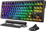 ATTACK SHARK X87ULTRA BT/2.4G/Wired 8K m&auml;nguklaviatuur Hot Swap funktsiooni ja 10000mAh akuga, Meg Shark Switch, 16,8 miljonit RGB v&auml;rvi, traadita vastuv&otilde;tja + RGB spiraalkaabel, must