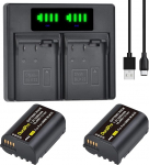 DuraPro 2 x 2280 mAh DWM-BLK22 aku + LED Dual USB laadija C-t&uuml;&uuml;pi pesaga Panasonic Lumix DC-S5 GH5 II S5II GH6 S5IIX S5M2 S5M2X GH5M2 S9 kaameratele