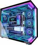 MUSETEX Y6 arvutikarbi eelinstallatsioon 7 Infinity Mirror PWM ARGB ventilaator, ATX Mid Tower arvutikarbi, Gaming PC karbi Type-C, 270&deg; t&auml;isvaade karastatud klaasiga, must