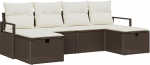 Rantry 6-teiliges Garten-Sofa-Set mit Kissen Braun Poly-Rattan Gartenlounge Model3360549