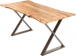 SAM Marbella s&ouml;&ouml;gilaud, 140 x 80 cm, ehtsa paju, naturaalne akaatsiapuit + massiivne, paju laud suletud X metallraamiga, roostevabast terasest v&auml;rvid, s&ouml;&ouml;gilaud