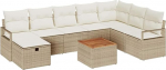 9-teiliges Garten Sofa Set mit Kissen Beige Poly Rattan, 2-Sitzer Garten Sofa mit Kissen Beige Poly Rattan Gartenlounge Model3359554