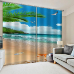 YOITS kaasaegne maastik akna Blackout kardinad Looduslikud maastikukardinad elutuppa magamistoas rannakardinad (W220&times;(H) 215cm)