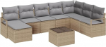 Rantry 9-teiliges Garten-Sofa-Set mit Kissen in Schwarz aus Poly-Rattan Gartenlounge Model3346510