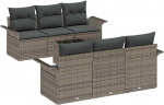 Rantry 7-teiliges Garten-Sofa-Set mit Kissen in Grau aus Poly-Rattan Gartenlounge Model3345249