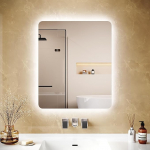 Vannitoa peegel koos valgustusega, 60 x 50 x 3,5 cm, seinapeegel 6400 K Cool White LED energias&auml;&auml;stu vertikaalne / horisontaalne