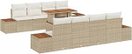 9-teiliges Garten Sofa Set mit Kissen Beige Poly Rattan Gartenlounge Model3358790