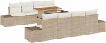 7-teiliges Garten Sofa Set mit Kissen Beige Poly Rattan Gartenlounge Model3358675