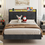 IRONCK polsterdatud voodi 120 x 200 cm, voodi 120 x 200 cm koos LED-valgustuse ja laadimisjaamaga (2 vahelduvvoolu pesa, USB + C-t&uuml;&uuml;pi pesa), voodiraam koos panipaigaga, ujuvvoodi, &uuml;heinimesevoodi lamellidega.