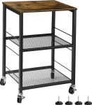ETELI v&auml;ike ratastega k&uuml;ljelaud Industrial Bedside Table Storage Rack 3-tasandiline puidust k&uuml;ljelaud metallraamiga v&auml;ikestesse ruumidesse elutuppa magamistuppa k&ouml;&ouml;ki kontorisse