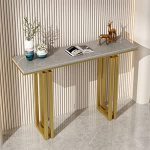 Konsolentische f&uuml;r Flur und Eingangsbereich, schlanke Ablage hinter dem Sofa, Marmor-Spiegel-Display, moderner Eingangstisch, goldener Konsolentisch mit Stauraum, moderner dekorativer Beiste