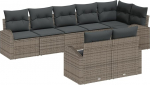 Rantry 8-teiliges Garten Sofa Set mit Kissen Grau Poly Rattan Gartenlounge Model3346089