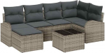 Rantry 6-teiliges Garten Sofa Set mit Kissen - schwarzes Poly Rattan Gartenlounge Model3346119
