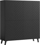 120cm 4 ukseline must elutoa m&ouml;&ouml;bel koos jalgadega, kammitud esiosa ja k&uuml;ljepaneel