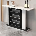 Kitsas konsoollaud esikusse ja elutuppa, stiilne puidust aktsentlaud koos riiulitega, 47,2-tolline diivanilaud esikusse ja diivani taha (valge)