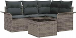 4-teiliges Garten-Sofa-Set mit Kissen aus schwarzem Poly-Rattan Gartenlounge Model3345349